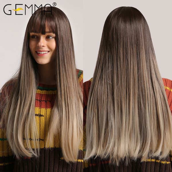 ombre black brown long straight synthetic wigs for women natural cosplay daily party wigs with bangs heat resistant fiber
ombre black brown long straight synthetic wigs for women natural cosplay daily party wigs with bangs heat resistant fiber