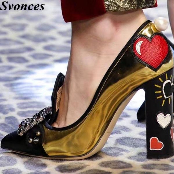 buckles shoes lady gold leather woman pumps high square heels designer graffiti runway party dress, Black
buckles shoes lady gold leather woman pumps high square heels designer graffiti runway party dress, Black