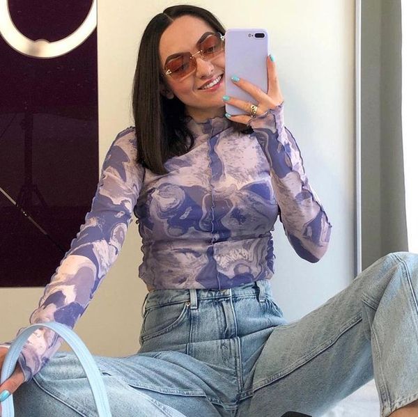 women's t-shirt 2021 fashin women sheer mesh printing t-shirts long sleeve crew neck tie dye print slim fit ruched top, White
women's t-shirt 2021 fashin women sheer mesh printing t-shirts long sleeve crew neck tie dye print slim fit ruched top, White