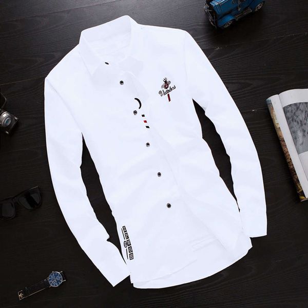 men's casual shirts shirtwhite embroidery men's long sleeve shirt youth slim korean fashion casual white autumn coat inch c0lf, White;black
men's casual shirts shirtwhite embroidery men's long sleeve shirt youth slim korean fashion casual white autumn coat inch c0lf, White;black