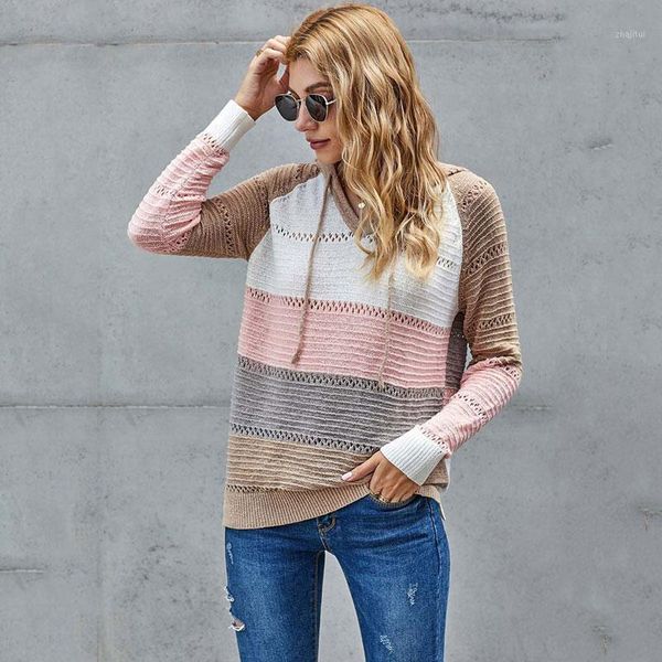 women's sweaters 2021 autumn hooded sweater women winter striped pullover jumper ladies hellow out knitted for, White;black
women's sweaters 2021 autumn hooded sweater women winter striped pullover jumper ladies hellow out knitted for, White;black