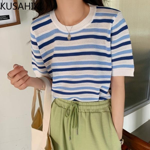 women's t-shirt kusahiki summer 2021 thin knitted striped t shirts korean short sleeve o-neck graphic tees women causal shirt 6h480, White
women's t-shirt kusahiki summer 2021 thin knitted striped t shirts korean short sleeve o-neck graphic tees women causal shirt 6h480, White