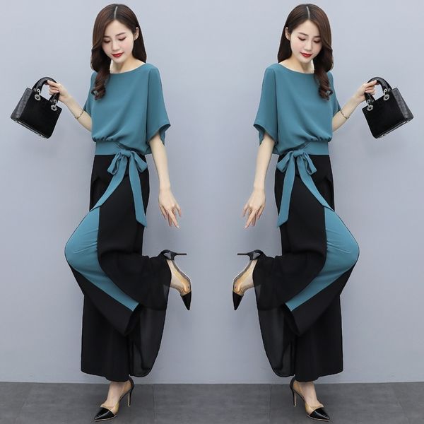 women's summer suit clothing chiffon wide leg pants lace up office lady female foreign two piece sets 210603, White
women's summer suit clothing chiffon wide leg pants lace up office lady female foreign two piece sets 210603, White