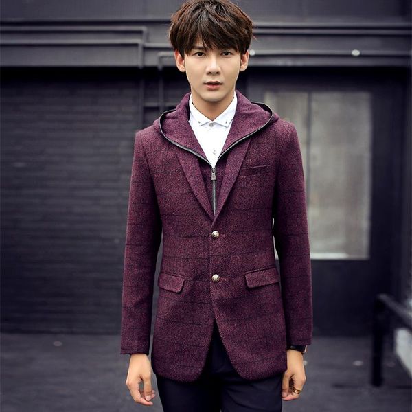 men's suits & blazers youth korean fashion loose autumn fake two-piece hooded suit medium and long leisure lattice handsome coat, White;black
men's suits & blazers youth korean fashion loose autumn fake two-piece hooded suit medium and long leisure lattice handsome coat, White;black