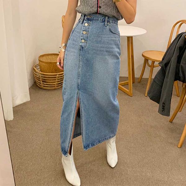 skirts vintage denim skirt high waist four buttons side spilt long straight korean chic streetwear maxi jeans harajuku x083, Black
skirts vintage denim skirt high waist four buttons side spilt long straight korean chic streetwear maxi jeans harajuku x083, Black