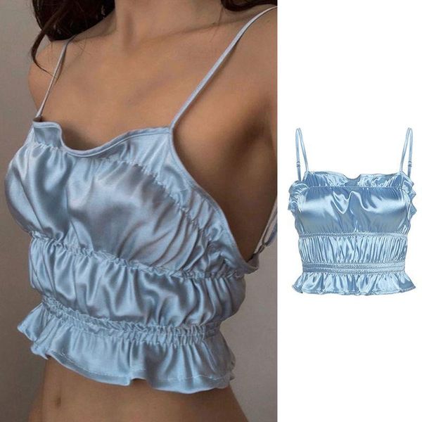 women's tanks & camis womens spaghetti strap ruffles crop off shoulder backless slim camisole elastic pleated striped sling vest, White
women's tanks & camis womens spaghetti strap ruffles crop off shoulder backless slim camisole elastic pleated striped sling vest, White