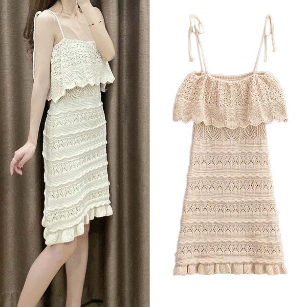 casual dresses fashion summer women's knitted sling midi dress 2021 sleeveless laminated hollow out design clothing robe, Black;gray
casual dresses fashion summer women's knitted sling midi dress 2021 sleeveless laminated hollow out design clothing robe, Black;gray