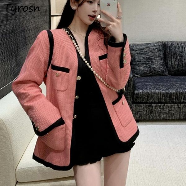women's wool & blends women coat tender korean style v-neck elegant patchwork outwear single breasted shoulder pads retro sweet autumn, Black
women's wool & blends women coat tender korean style v-neck elegant patchwork outwear single breasted shoulder pads retro sweet autumn, Black