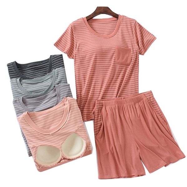 women's sleepwear 2021 summer new ladies striped household pajamas set 2pcs short sleeve+shorts comfort rayon casual wear with che, Black;red
women's sleepwear 2021 summer new ladies striped household pajamas set 2pcs short sleeve+shorts comfort rayon casual wear with che, Black;red