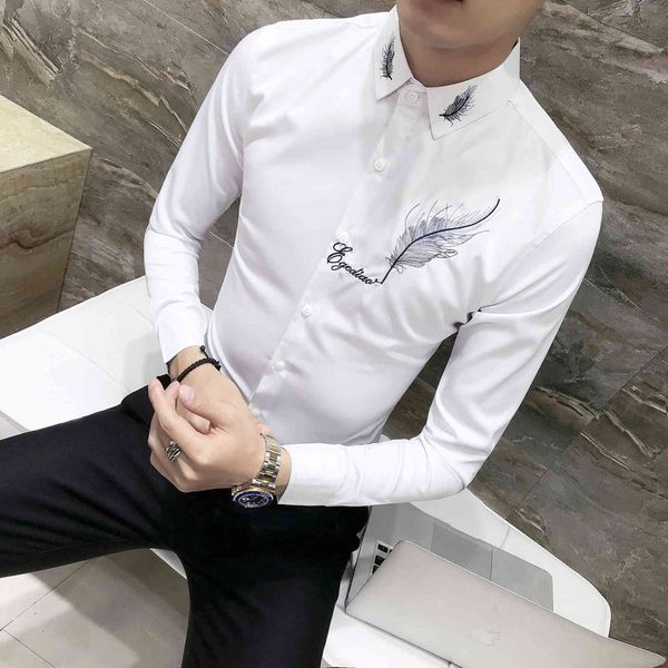 men's casual shirts fashion shirt party s dress long sleeve camisa social masculina black white embroidery club 898c, White;black
men's casual shirts fashion shirt party s dress long sleeve camisa social masculina black white embroidery club 898c, White;black