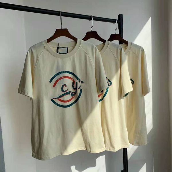 chao brand gujia red green cream letter printed beige short sleeve loose casual round neck t-shirt, White
chao brand gujia red green cream letter printed beige short sleeve loose casual round neck t-shirt, White