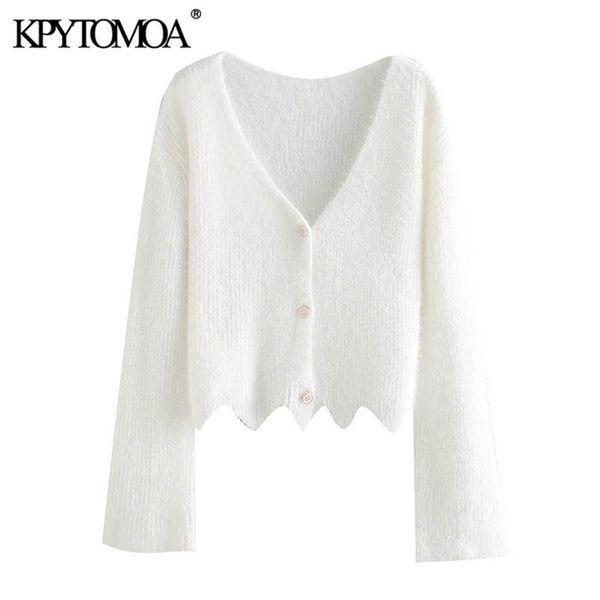 women fashion button-up loose cropped irregular cardigan sweater long sleeve female outerwear chic 210420, White;black
women fashion button-up loose cropped irregular cardigan sweater long sleeve female outerwear chic 210420, White;black