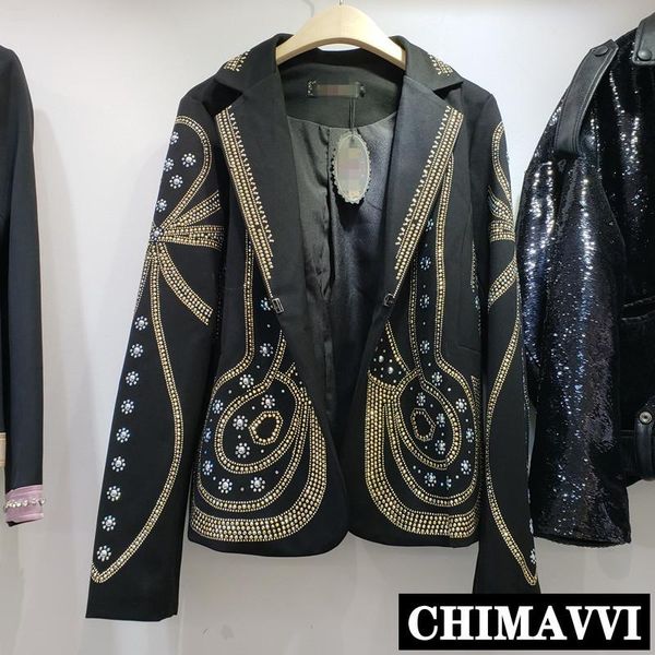 women's jackets autumn women retro metal rivet ironing black suit jacket heavy drill blazer coat lady slim outwear, Black;brown
women's jackets autumn women retro metal rivet ironing black suit jacket heavy drill blazer coat lady slim outwear, Black;brown