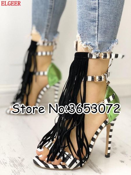 fringed stiletto ankle wrap sandals platform dress gladiator high heels shoes striped leather thin pumps rome style, Black
fringed stiletto ankle wrap sandals platform dress gladiator high heels shoes striped leather thin pumps rome style, Black