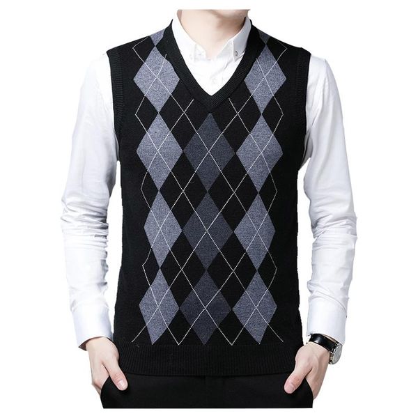 autumn spring vest for men argyle v-neck warm soft sleeveless clothing knitted casual male sweater drop men's vests, Black;white
autumn spring vest for men argyle v-neck warm soft sleeveless clothing knitted casual male sweater drop men's vests, Black;white