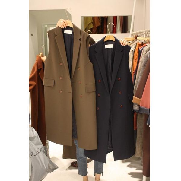 women's vests spring and autumn long suit vest female solid color loose temperament double-breasted slim jacket, Black;white
women's vests spring and autumn long suit vest female solid color loose temperament double-breasted slim jacket, Black;white