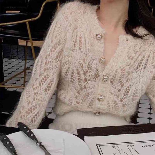 cardigan women chic hollow out mohair knitted sweater coat summer thin see through loose white jacket female 210519
cardigan women chic hollow out mohair knitted sweater coat summer thin see through loose white jacket female 210519