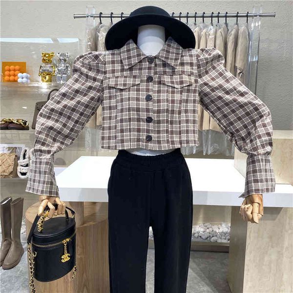 blouses original niche chess pocket plaid design feeling single breasted shirt short load, White
blouses original niche chess pocket plaid design feeling single breasted shirt short load, White