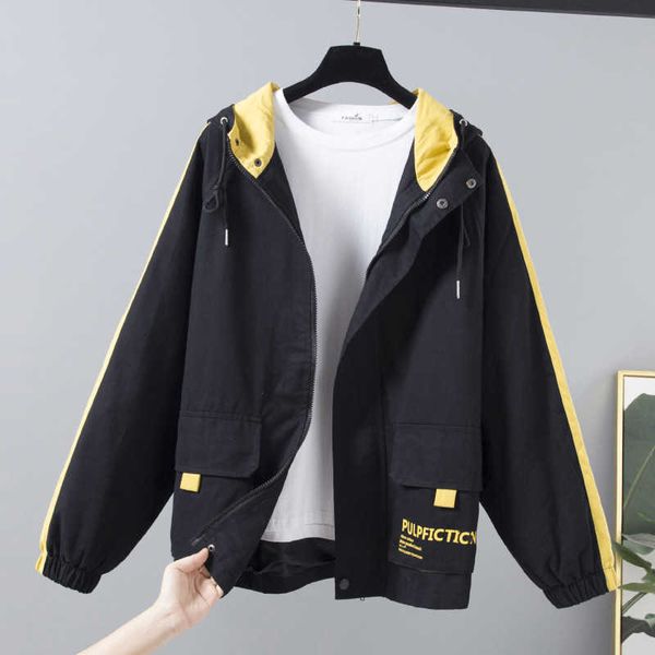 women jackets spring autumn hooded loose long sleeve zipper jacket female casual windbreaker patchwork streetwear korean outwear 210602, Black;brown
women jackets spring autumn hooded loose long sleeve zipper jacket female casual windbreaker patchwork streetwear korean outwear 210602, Black;brown