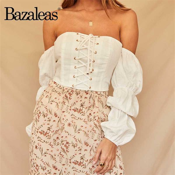 women's blouses & shirts bazaleas white off shoulder blusas mujer de moda 2021 vintage center cross bandage cropped blouse women retro
women's blouses & shirts bazaleas white off shoulder blusas mujer de moda 2021 vintage center cross bandage cropped blouse women retro