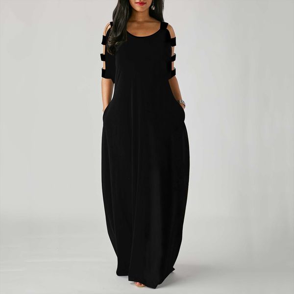 40 vintage solid color pocket womens dress maxi elegant o neck for harajuku vestidos de mujer casual, Black;gray
40 vintage solid color pocket womens dress maxi elegant o neck for harajuku vestidos de mujer casual, Black;gray