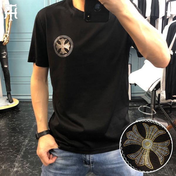 t shirt short sleeve men's wear street fashion brand laser mercerized cotton european, White;black
t shirt short sleeve men's wear street fashion brand laser mercerized cotton european, White;black