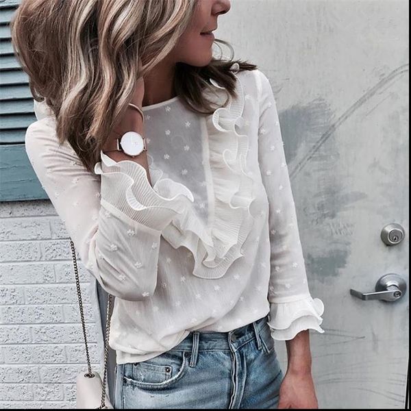 plus size ruffle frill womens shirt long sleeve perspectived casual high street polka dot s xl, White
plus size ruffle frill womens shirt long sleeve perspectived casual high street polka dot s xl, White