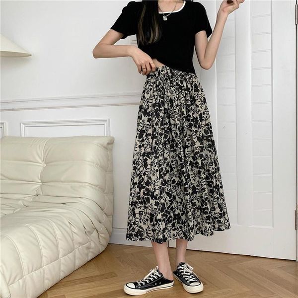 skirts summer long skirt women vintage floral print chiffon pleated elastic high waist casual midi clothes, Black
skirts summer long skirt women vintage floral print chiffon pleated elastic high waist casual midi clothes, Black