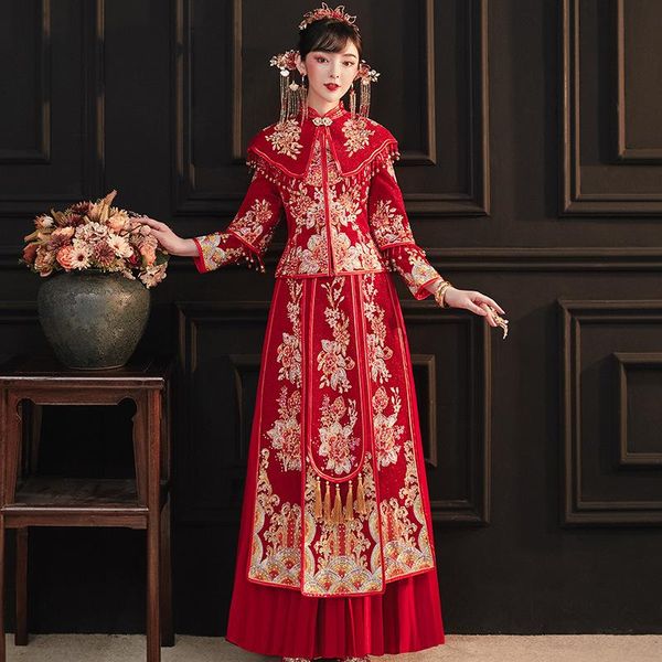 embroidery wedding dress chinese style marriage suit female cheongsam exquisite bride clothing toast ethnic, Red
embroidery wedding dress chinese style marriage suit female cheongsam exquisite bride clothing toast ethnic, Red