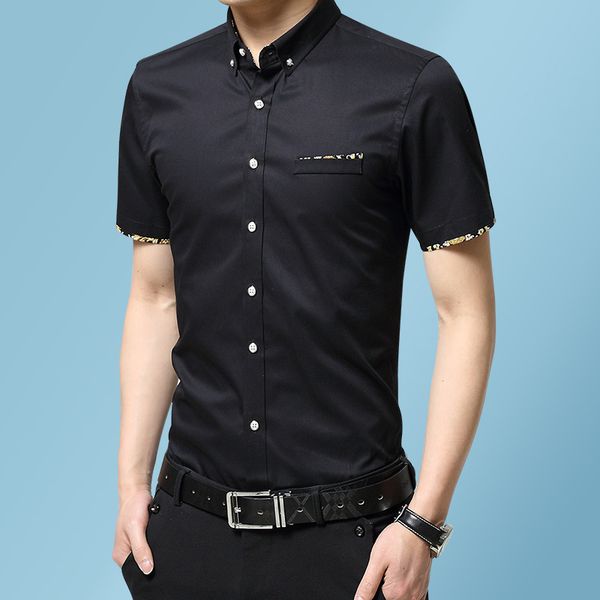 sleeve short shirt men's 2021 summer fashion korean business work non iron casual large wear, White;black
sleeve short shirt men's 2021 summer fashion korean business work non iron casual large wear, White;black