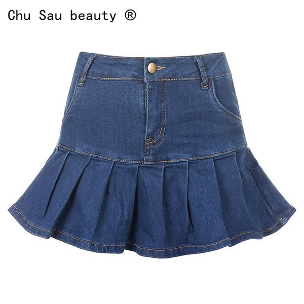 girl ruffled pleated stretch denim skirt woman fashion summer vintage high waist slim short mini skirts 210629, Black
girl ruffled pleated stretch denim skirt woman fashion summer vintage high waist slim short mini skirts 210629, Black