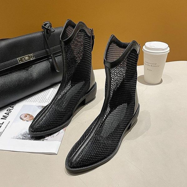 women mesh hollow boots female breathable roman sandals 2021 summer wild pointed thin thick heel mid short, Black
women mesh hollow boots female breathable roman sandals 2021 summer wild pointed thin thick heel mid short, Black