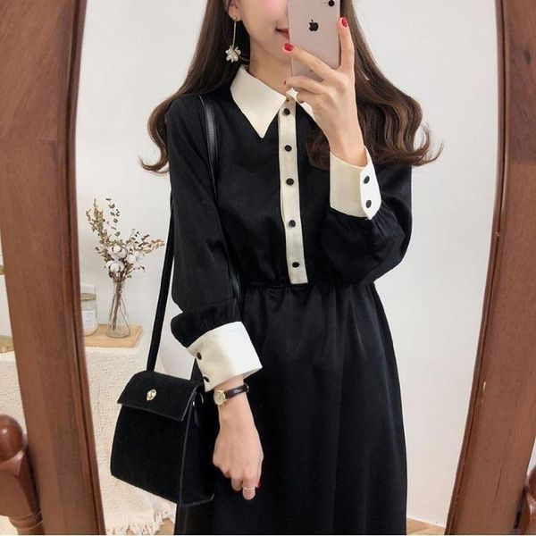 casual dresses qweek vintage elegant balck long sleeve midi dress autumn 2021 french collar korean fashion party for women trendy, Black;gray
casual dresses qweek vintage elegant balck long sleeve midi dress autumn 2021 french collar korean fashion party for women trendy, Black;gray