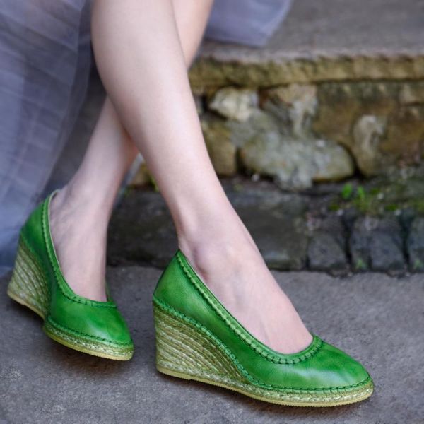 dress shoes artmu original retro shallow mouth women genuine leather handmade knitting wedge heels high green pumps, Black
dress shoes artmu original retro shallow mouth women genuine leather handmade knitting wedge heels high green pumps, Black