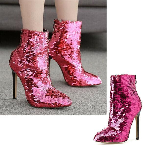 boots women rose red glitter squin ankle stiletto high heel zip party shoes size, Black
boots women rose red glitter squin ankle stiletto high heel zip party shoes size, Black