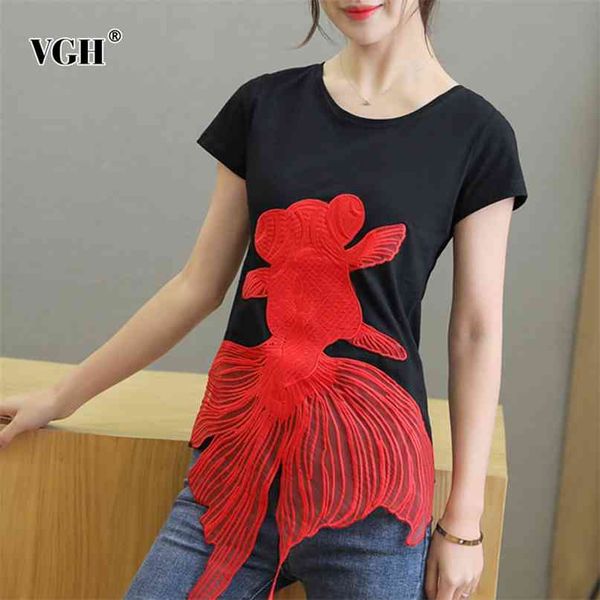 summer embroidery red goldfish applique knitted short-sleeved t-shirt women clothing korean fashion 210531, White
summer embroidery red goldfish applique knitted short-sleeved t-shirt women clothing korean fashion 210531, White