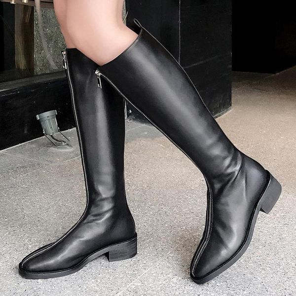 boots knee high riding with zipper 2021 genuine leather equestrian long women flat heels round toe shoes, Black
boots knee high riding with zipper 2021 genuine leather equestrian long women flat heels round toe shoes, Black