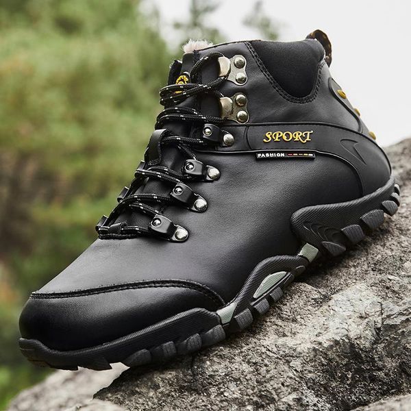 boots leather warm mountain winter hiking men tactical outdoor shoes lace-up trekking anti-skid snow, Black
boots leather warm mountain winter hiking men tactical outdoor shoes lace-up trekking anti-skid snow, Black