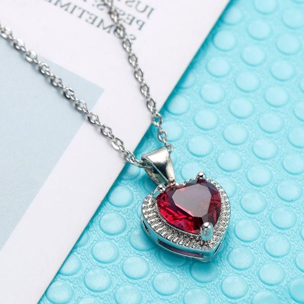 pendant necklaces luxury female crystal red green zircon stone necklace cute wedding aesthetic cubic heart for girls, Silver
pendant necklaces luxury female crystal red green zircon stone necklace cute wedding aesthetic cubic heart for girls, Silver
