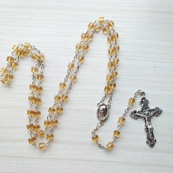 pendant necklaces qigo square champagne crystal rosary necklace metal cross long religious catholic jewelry, Silver
pendant necklaces qigo square champagne crystal rosary necklace metal cross long religious catholic jewelry, Silver