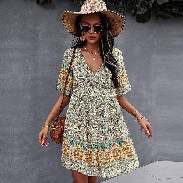 casual dresses 2021 floral print summer short dress women v neck bohemian sleeve for woman fashion spring, Black;gray
casual dresses 2021 floral print summer short dress women v neck bohemian sleeve for woman fashion spring, Black;gray