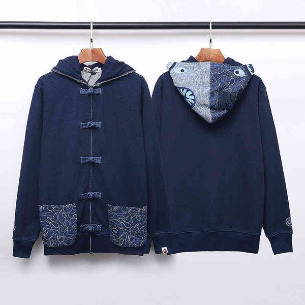 hoodies autumn and winter ape classic shark head tang suit chinese air wash denim zipper jacket, Black
hoodies autumn and winter ape classic shark head tang suit chinese air wash denim zipper jacket, Black