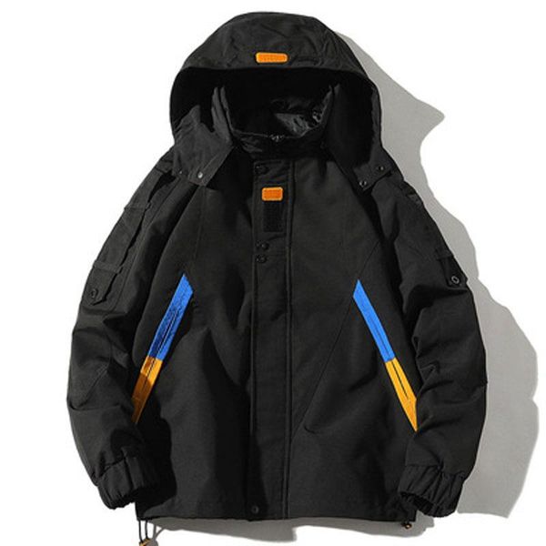 men's jackets 2021 autumn and winter season casual loose windproof wild all-match tide brand removable hooded tooling jacket, Black;brown 
men's jackets 2021 autumn and winter season casual loose windproof wild all-match tide brand removable hooded tooling jacket, Black;brown