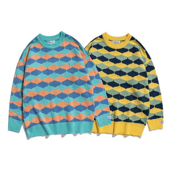 men's sweaters streetwear harajuku argyle sweater men jumper hip hop crew neck plaid patchwork pullover mens knitted man oversized cas, White;black
men's sweaters streetwear harajuku argyle sweater men jumper hip hop crew neck plaid patchwork pullover mens knitted man oversized cas, White;black