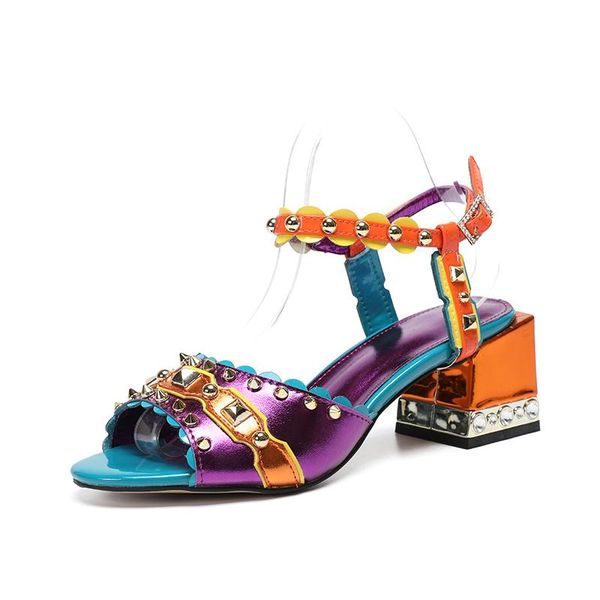 fashion women shoes studded spikes wrap strappy high heels sandals, Black