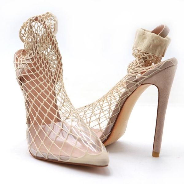 women mesh transparent high heels sandals pointed toe hollow out ankle boots clear stiletto sandalias mujer 2021, Black
women mesh transparent high heels sandals pointed toe hollow out ankle boots clear stiletto sandalias mujer 2021, Black