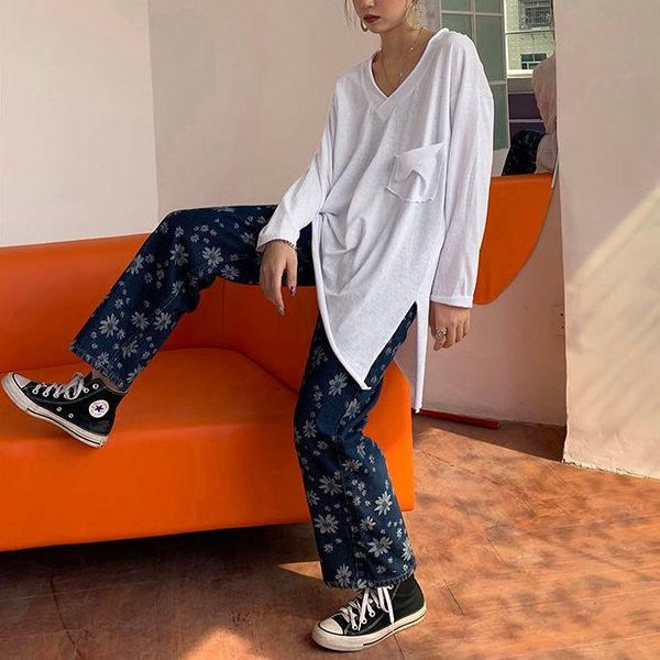 women's jeans 2021biggorange trendy korean version of printed straight loose pants women q autumn wide-legged thin retro bf trousers, Blue
women's jeans 2021biggorange trendy korean version of printed straight loose pants women q autumn wide-legged thin retro bf trousers, Blue