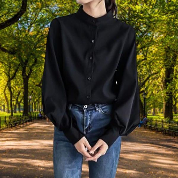 women's blouses & shirts women autumn winter single breasted lantern sleeve stand collar shirt blouse, White
women's blouses & shirts women autumn winter single breasted lantern sleeve stand collar shirt blouse, White