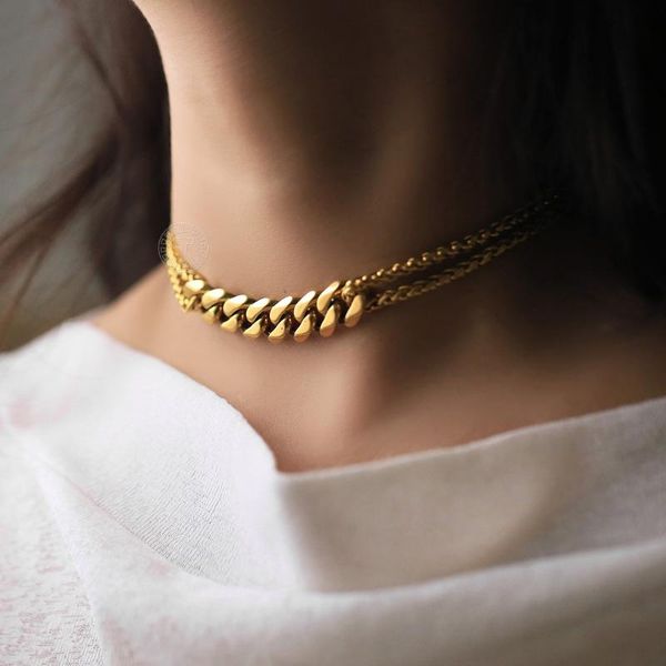 chokers layered choker for women necklaces fashion gold color cuban curb wheat link chain charm stainless steel chic jewelry ldn301, Golden;silver
chokers layered choker for women necklaces fashion gold color cuban curb wheat link chain charm stainless steel chic jewelry ldn301, Golden;silver