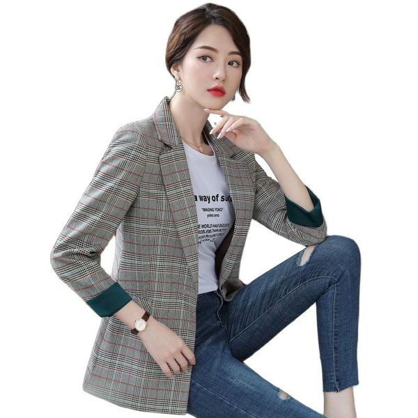 women's suits & blazers spring autumn lattice blazer jacket women fashion 2021 elegant ladies british style vintage female casual loose, White;black
women's suits & blazers spring autumn lattice blazer jacket women fashion 2021 elegant ladies british style vintage female casual loose, White;black